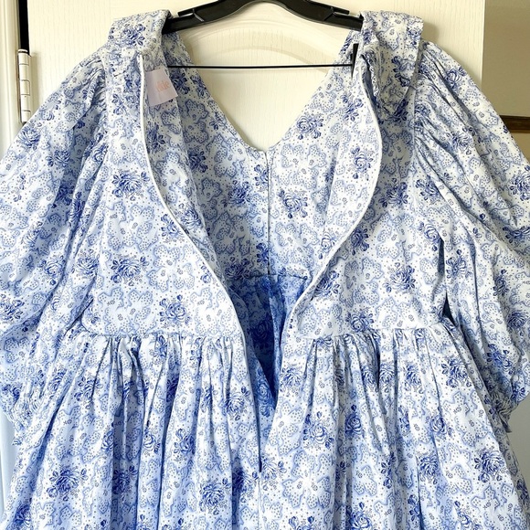 Selkie Mary Jane Puff Dress Cottagecore Milkflower Blue White Size 1X EUC - Picture 7 of 13